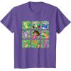Dora the Explorer Group Shot Characters Boxes Colorful Logo T-Shirt(Purple Heather)