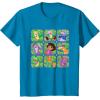 Dora the Explorer Group Shot Characters Boxes Colorful Logo T-Shirt(Sapphire Blue)