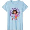 Dora the Explorer More To Explore Colorful Big Chest Logo T-Shirt(Baby Blue)
