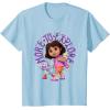 Dora the Explorer More To Explore Colorful Big Chest Logo T-Shirt(Baby Blue)