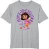 Dora the Explorer More To Explore Colorful Big Chest Logo T-Shirt(Heather Grey)