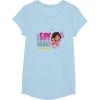 Dora the Explorer ¡Soy Dora! Floral Colorful Big Chest Logo T-Shirt(Baby Blue)