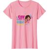 Dora the Explorer ¡Soy Dora! Floral Colorful Big Chest Logo T-Shirt(Pink)