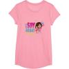 Dora the Explorer ¡Soy Dora! Floral Colorful Big Chest Logo T-Shirt(Pink)
