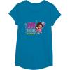 Dora the Explorer ¡Soy Dora! Floral Colorful Big Chest Logo T-Shirt(Sapphire Blue)