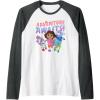 Dora (2024) Adventure Awaits Raglan Baseball Tee(Dark Heather Grey/White)