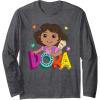 Dora (2024) Dora and Map Logo Long Sleeve T-Shirt(Dark Heather Grey)