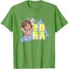 Dora the Explorer Dora And Friends Colorful Sketch Logo T-Shirt(Grass Green)