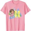 Dora the Explorer Dora And Friends Colorful Sketch Logo T-Shirt(Pink)