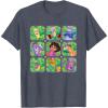 Dora the Explorer Group Shot Characters Boxes Colorful Logo T-Shirt(Heather Blue)