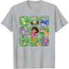 Dora the Explorer Group Shot Characters Boxes Colorful Logo T-Shirt(Heather Grey)