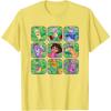 Dora the Explorer Group Shot Characters Boxes Colorful Logo T-Shirt(Lemon Yellow)