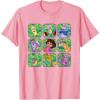 Dora the Explorer Group Shot Characters Boxes Colorful Logo T-Shirt(Pink)