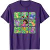 Dora the Explorer Group Shot Characters Boxes Colorful Logo T-Shirt(Purple)