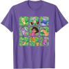 Dora the Explorer Group Shot Characters Boxes Colorful Logo T-Shirt(Purple Heather)