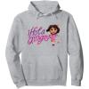 Dora the Explorer ¡Hola Amigas! Colorful Floral Chest Logo Pullover Hoodie(Heather Grey)