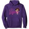 Dora the Explorer ¡Hola Amigas! Colorful Floral Chest Logo Pullover Hoodie(Purple)