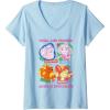Womens Dora (2024) Dora and Friends V-Neck T-Shirt(Baby Blue)