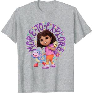 Dora the Explorer More To Explore Colorful Big Chest Logo T-Shirt(Heather Grey)
