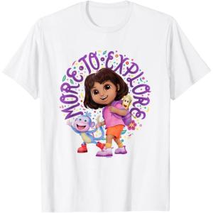 Dora the Explorer More To Explore Colorful Big Chest Logo T-Shirt(White)