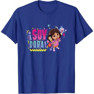 Dora the Explorer ¡Soy Dora! Floral Colorful Big Chest Logo T-Shirt(Royal Blue)
