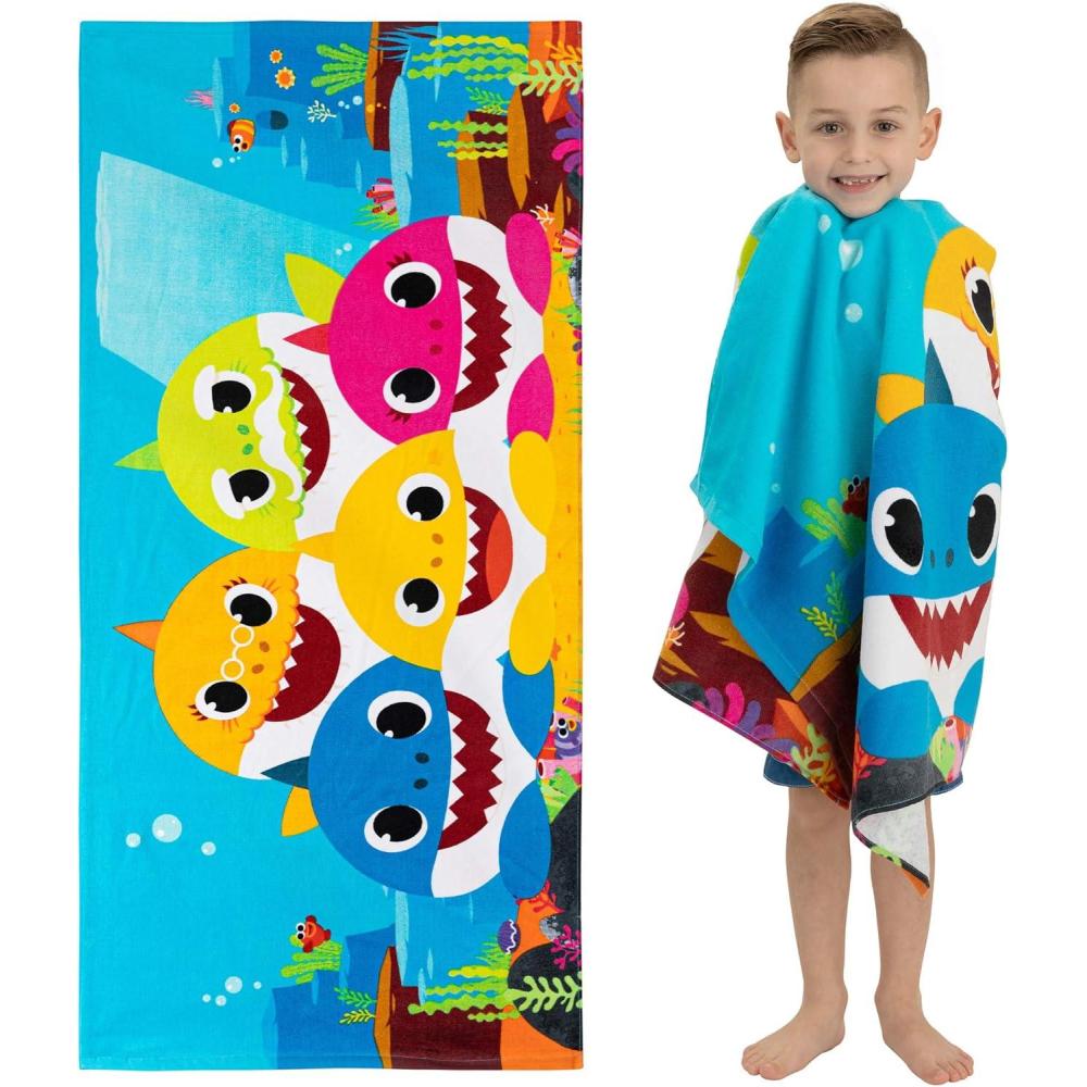 imageFranco Dora The Explorer Kids Super Soft Cotton BathPoolBeach Towel 58 in x 28 in Offically Licensed ProductBaby Shark