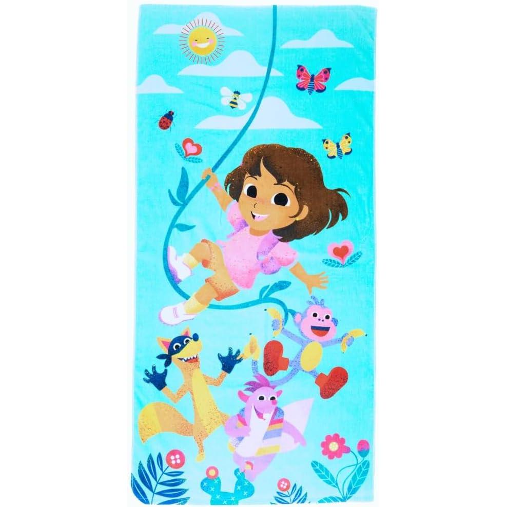 imageFranco Dora The Explorer Kids Super Soft Cotton BathPoolBeach Towel 58 in x 28 in Offically Licensed ProductDora the Explorer