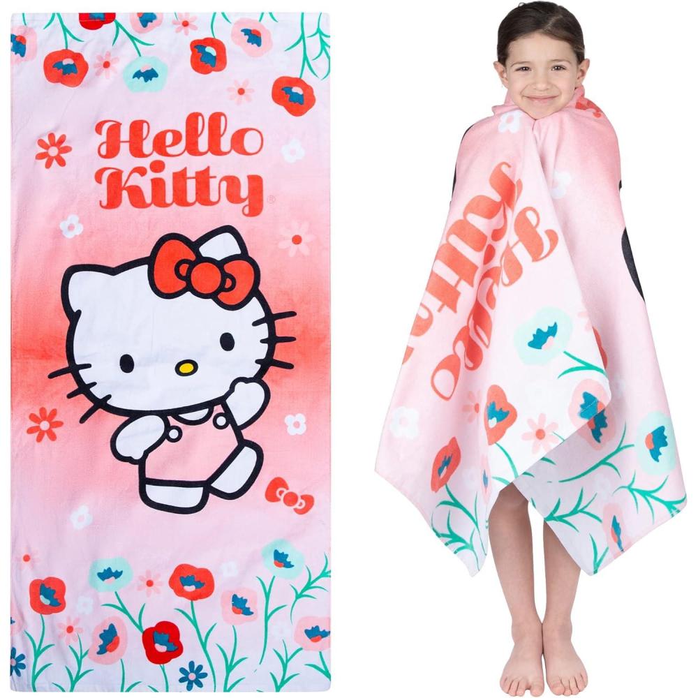 imageFranco Dora The Explorer Kids Super Soft Cotton BathPoolBeach Towel 58 in x 28 in Offically Licensed ProductHello Kitty
