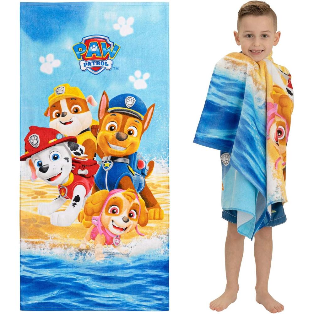 imageFranco Dora The Explorer Kids Super Soft Cotton BathPoolBeach Towel 58 in x 28 in Offically Licensed ProductPaw Patrol Paws in Sand