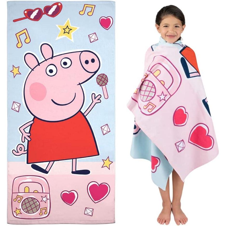 imageFranco Dora The Explorer Kids Super Soft Cotton BathPoolBeach Towel 58 in x 28 in Offically Licensed ProductPeppa Pig