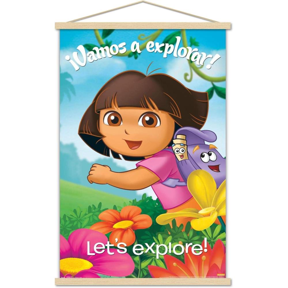 imageTrends International Nickelodeon Dora The Explorer Explore Wall Poster 22375quot x 34quot Premium Unframed VersionPremium Print and Beechwood Hanger Bundle