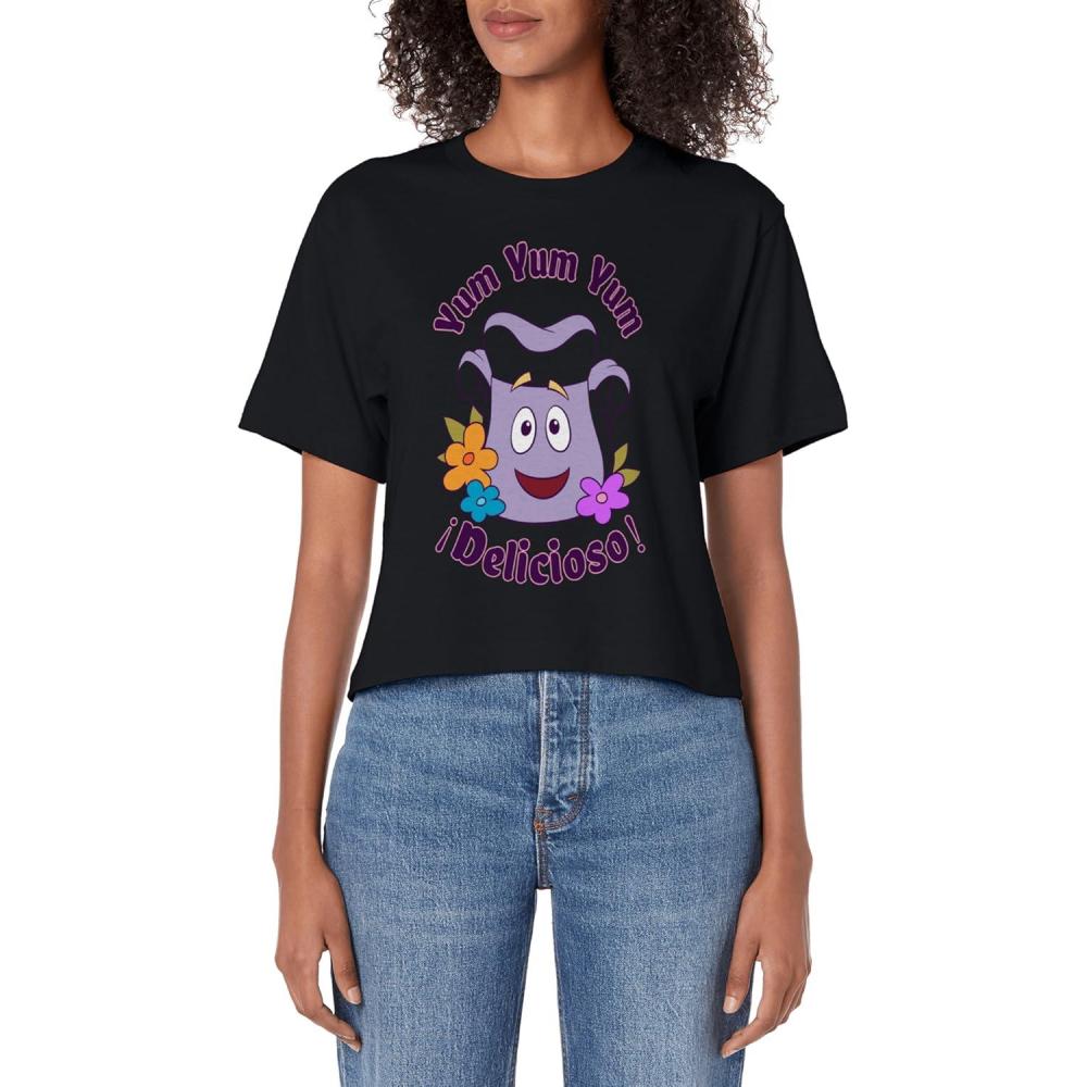 imageDora the Explorer Backpack Yum Yum Delicioso Womens Crop TopBlack