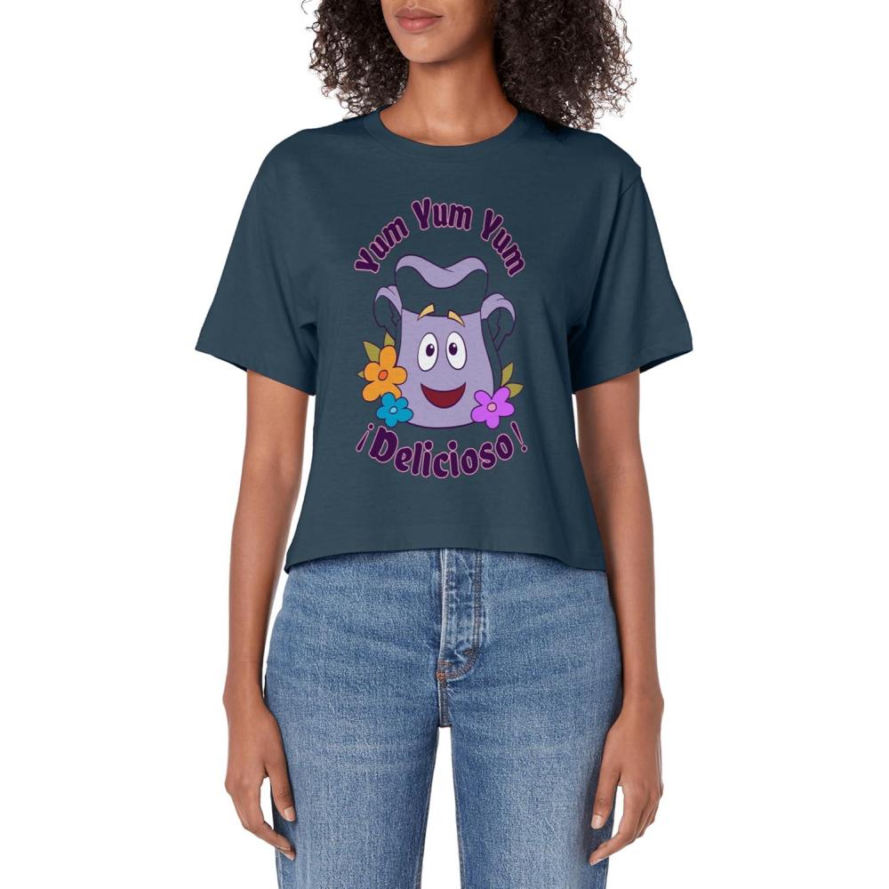 imageDora the Explorer Backpack Yum Yum Delicioso Womens Crop TopDark Blue
