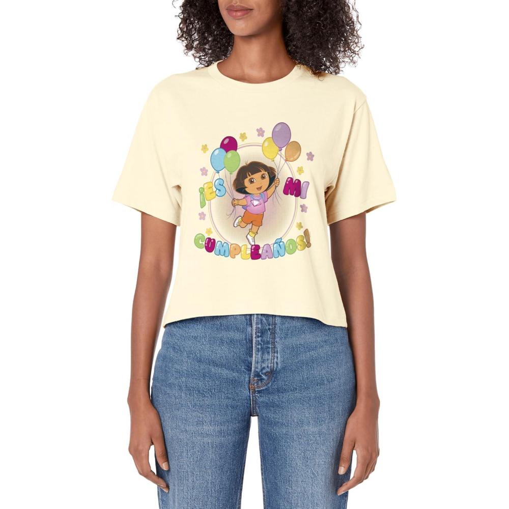 imageDora the Explorer Birthday Balloon Logo Womens Crop TopBeige