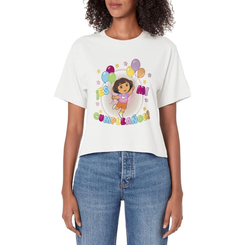 imageDora the Explorer Birthday Balloon Logo Womens Crop TopWhite