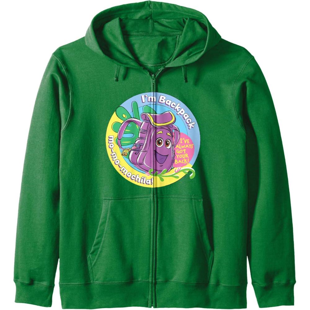 imageDora the Explorer Im Backpack MoMoMochila Chest Logo Zip HoodieDark Green