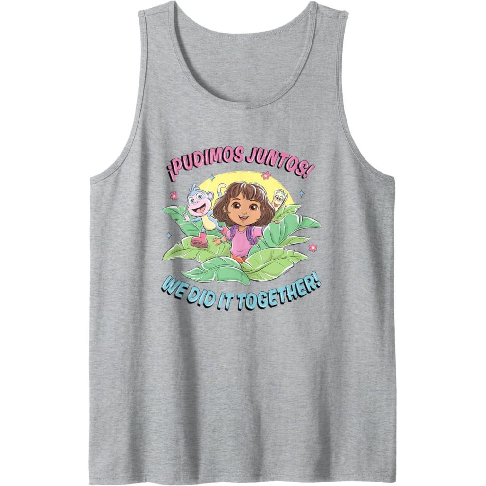 imageDora the Explorer Pudimos Juntos We Did It Together Logo Tank TopHeather Grey