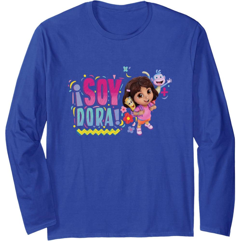 imageDora the Explorer Soy Dora Floral Colorful Big Chest Logo Long Sleeve TShirtRoyal Blue