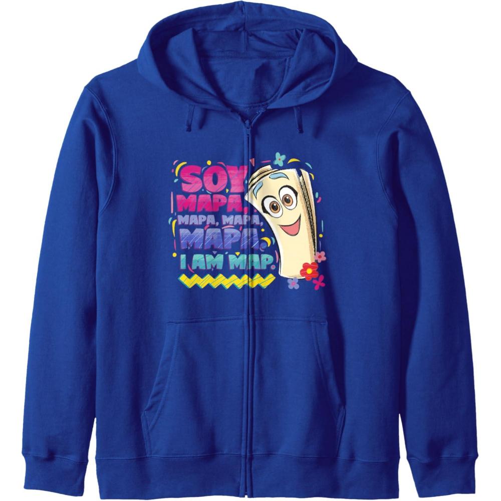 imageDora the Explorer Soy Mapa Mapa Mapa Colorful Sketch Logo Zip HoodieRoyal Blue