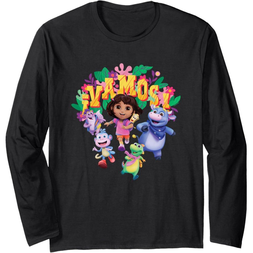 imageDora the Explorer Vamos Group Shot Colourful Chest Logo Long Sleeve TShirtBlack