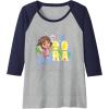 Dora the Explorer Dora And Friends Colorful Sketch Logo Raglan Baseball Tee(Navy Blue/Athletic Heather)
