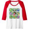 Dora the Explorer Group Shot Characters Boxes Colourful Logo Raglan Baseball Tee(Red/White)