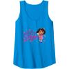 Dora the Explorer ¡Hola Amigas! Colorful Floral Chest Logo Tank Top(Sapphire Blue)