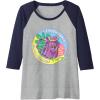 Dora the Explorer I’m Backpack Mo-Mo-Mochila! Chest Logo Raglan Baseball Tee(Navy Blue/Athletic Heather)