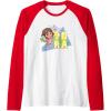 Dora the Explorer Dora And Friends Colorful Sketch Logo Raglan Baseball Tee(Red/White)