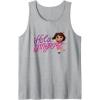 Dora the Explorer ¡Hola Amigas! Colorful Floral Chest Logo Tank Top(Heather Grey)