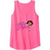 Dora the Explorer ¡Hola Amigas! Colorful Floral Chest Logo Tank Top(Neon Pink)