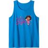 Dora the Explorer ¡Hola Amigas! Colorful Floral Chest Logo Tank Top(Sapphire Blue)