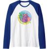 Dora the Explorer I’m Backpack Mo-Mo-Mochila! Chest Logo Raglan Baseball Tee(Royal Blue/White)