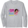 Dora the Explorer ¡Soy Dora! Floral Colorful Big Chest Logo Long Sleeve T-Shirt(Heather Grey)